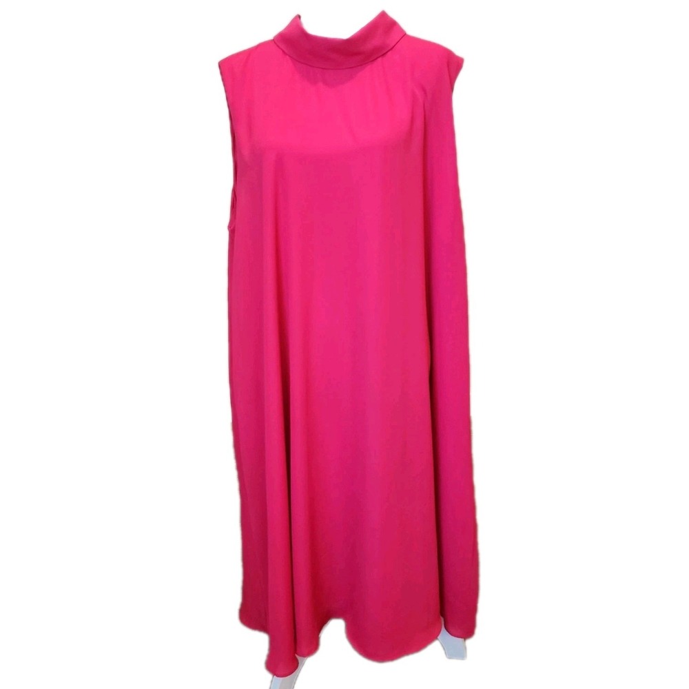 Jessica London Dress Womens 26W Plus Pink Mock Neck Flowy‎ Casual Career Spring